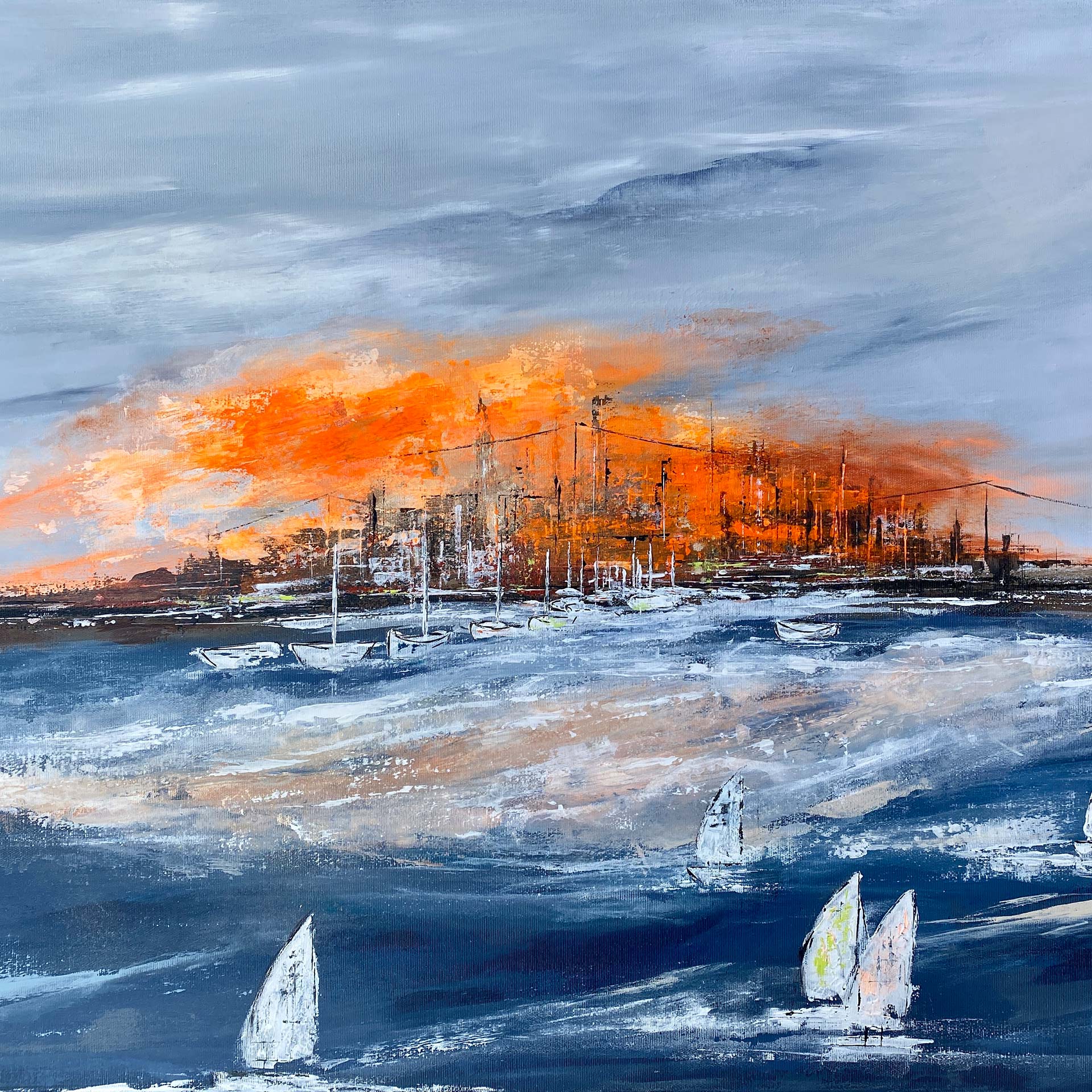 Detail from artwork ” Sky Bue and Sunset Red” by Nina Groth Artwork " Sky Bue and Sunset Red" by Nina Groth