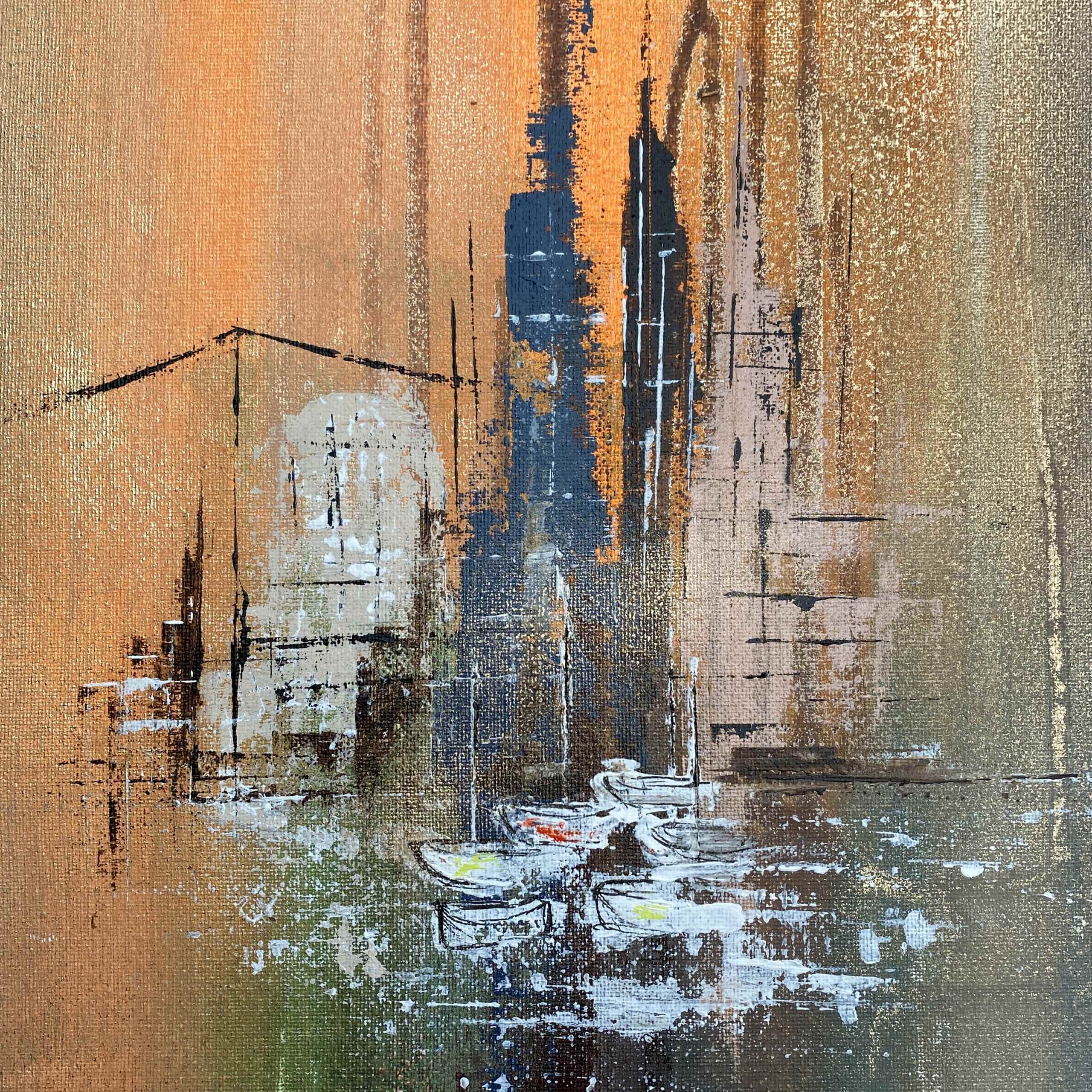 Detail of artwork "Lights of the City No 1" by Nina Groth