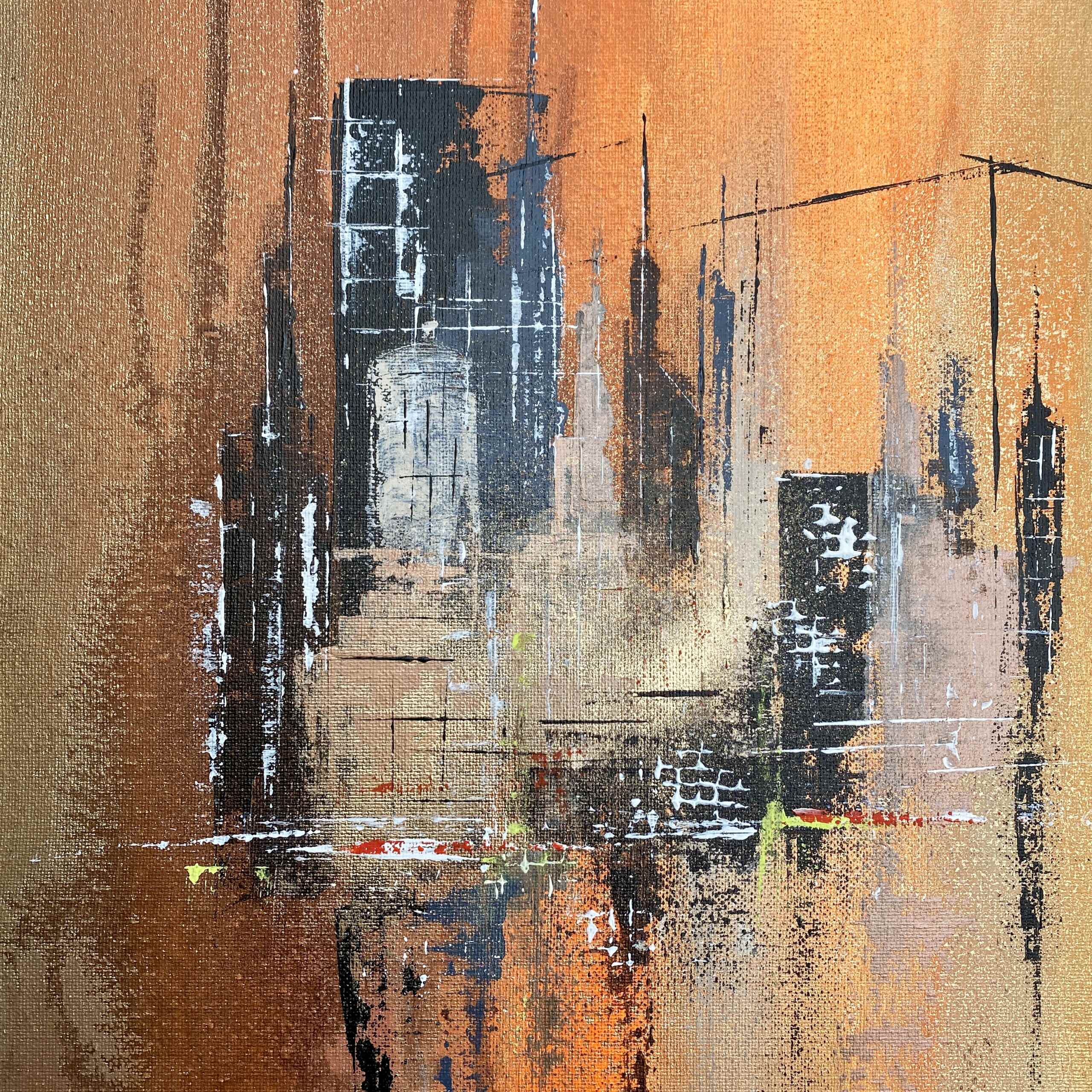 Detail of artwork "Lights of the City No 2" by Nina Groth