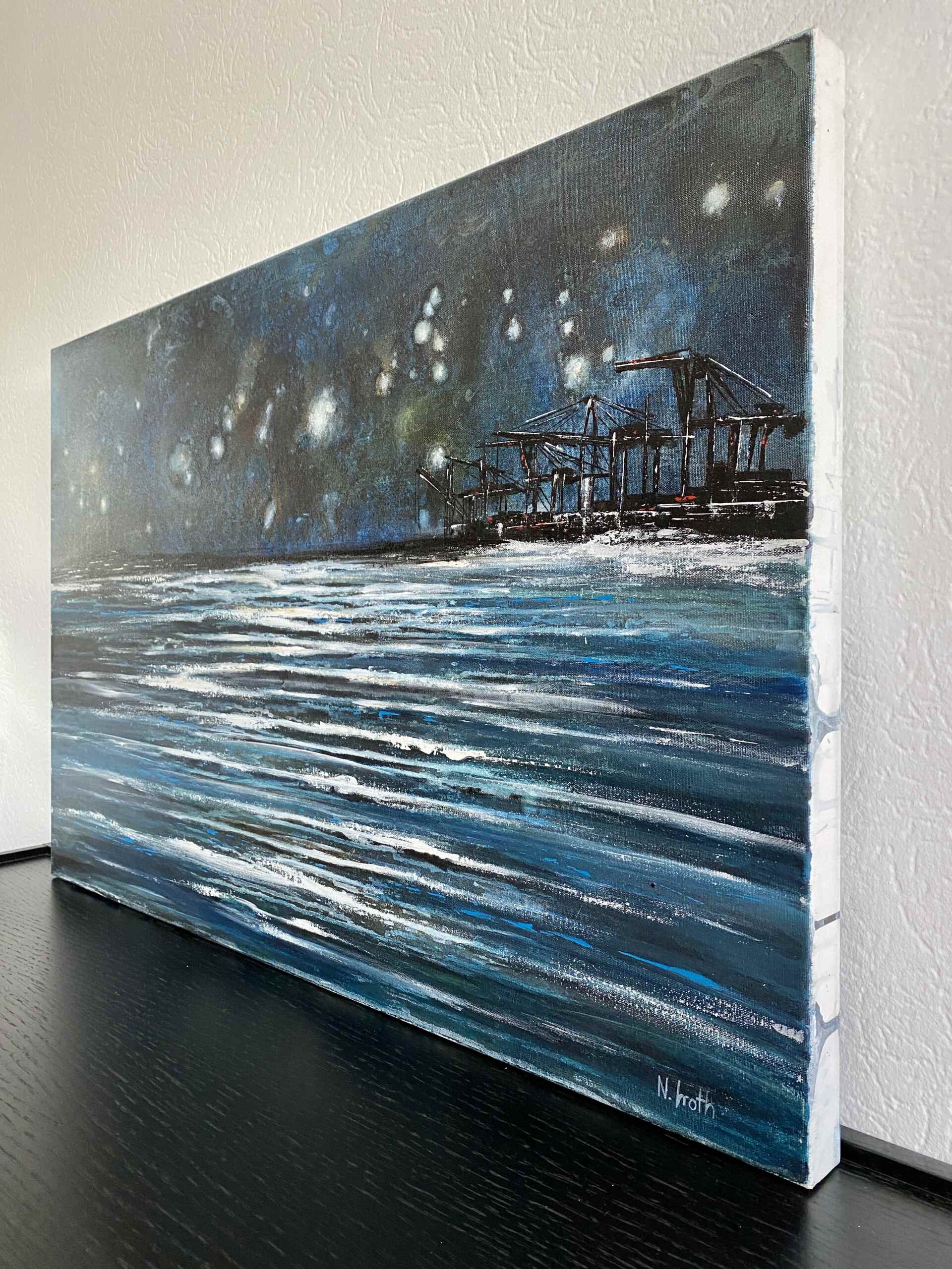 Side view of artwork "Just the Surf" by Nina Groth