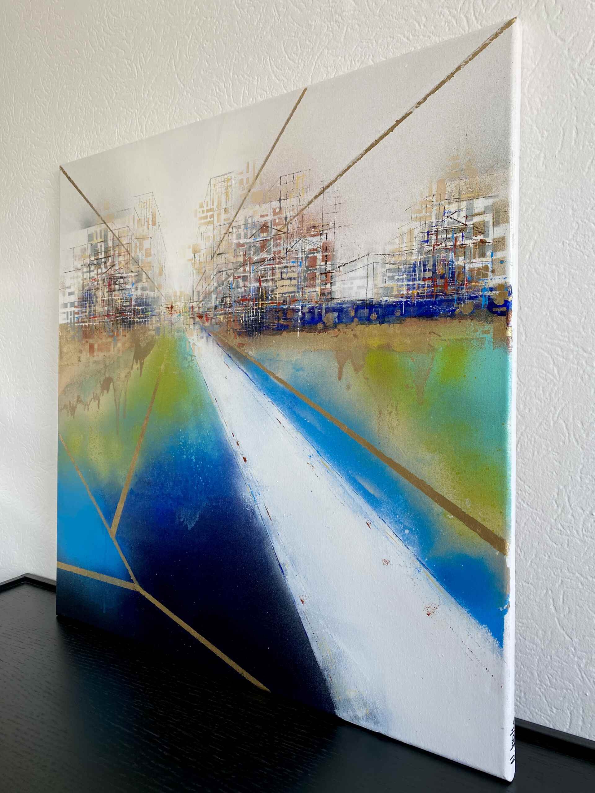 Side view of artwork "City Calling No 2" by Nina Groth
