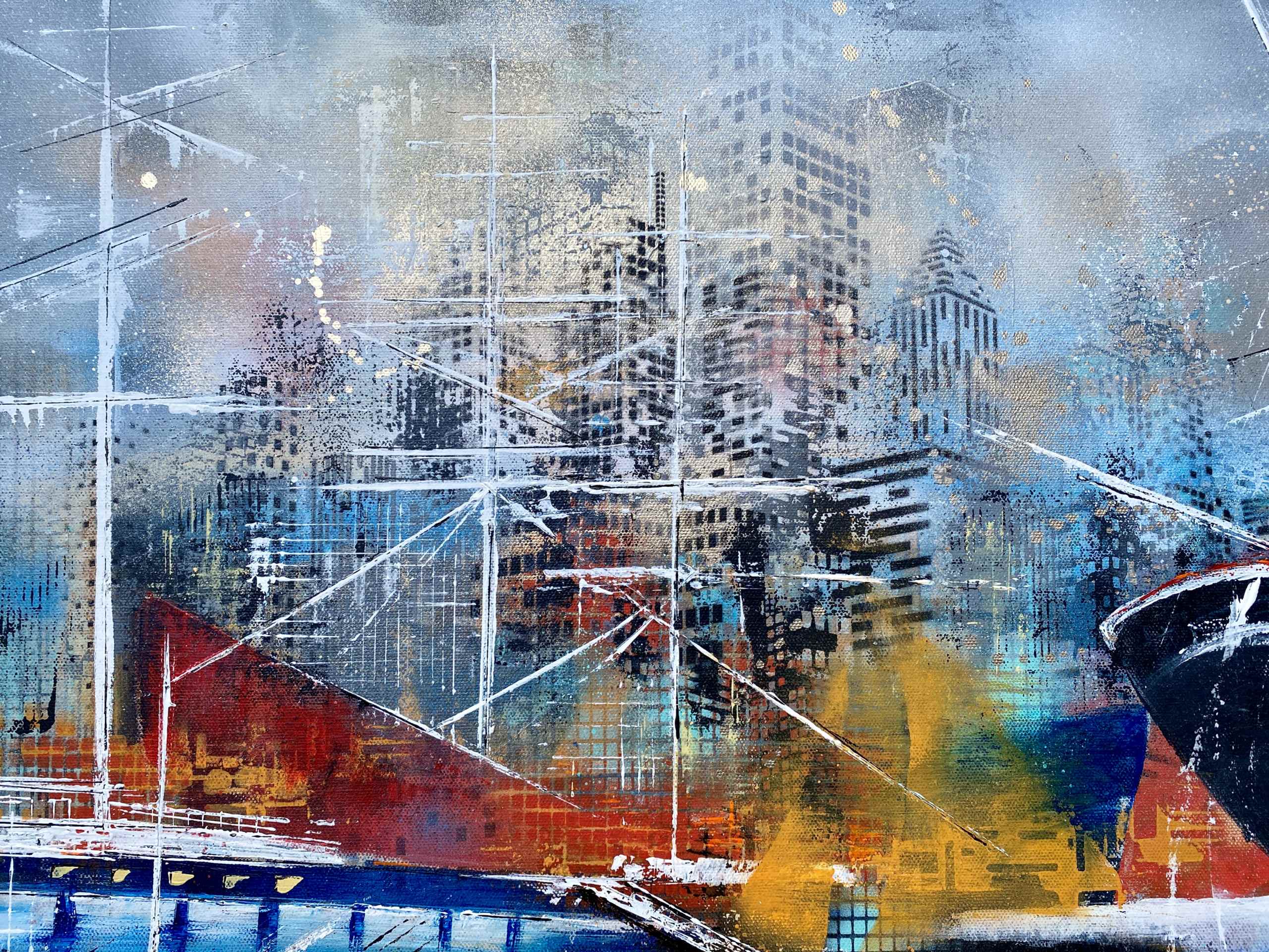 Detail of artwork "South Street Seaport" by Nina Groth