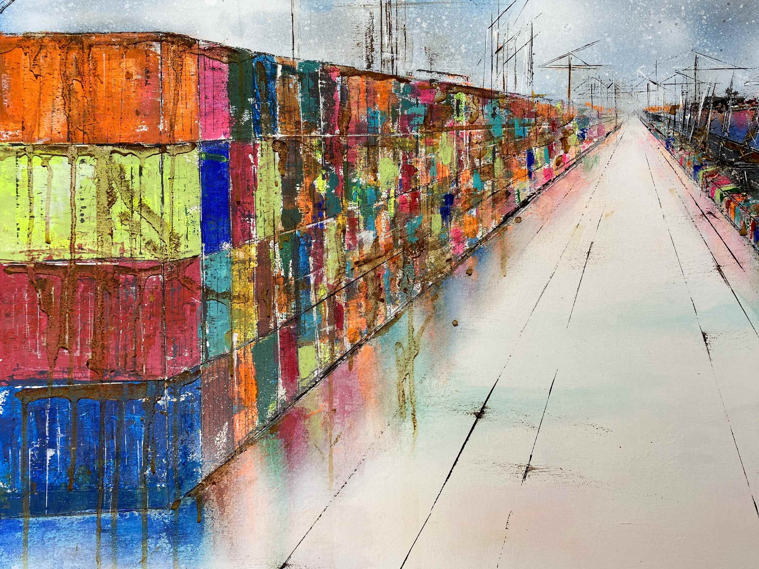 Detail of artwork "Dock No 7" by Nina Groth