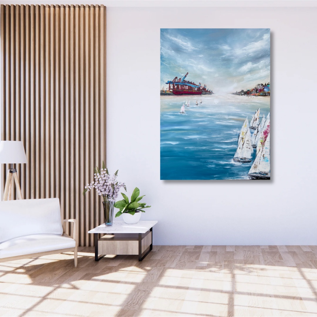 Artwork "Home Port" by Nina Groth in the interior