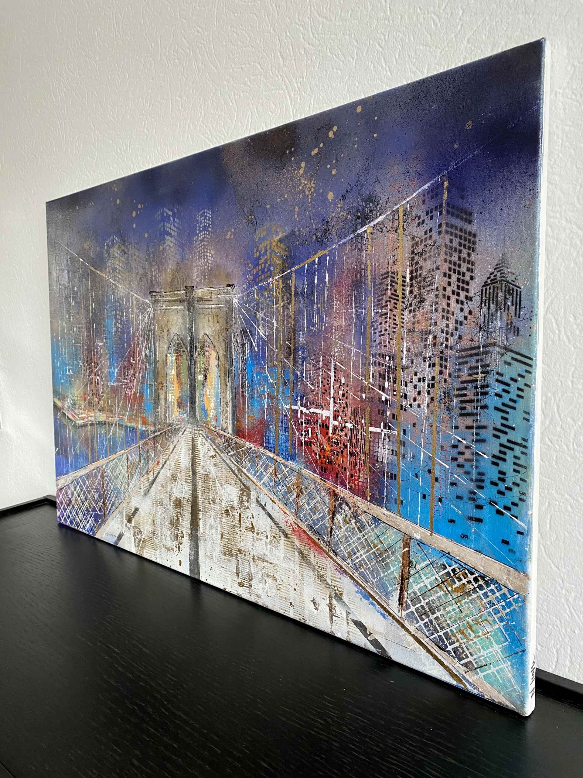 Side view of artwork "Brooklyn Bridge" by Nina Groth