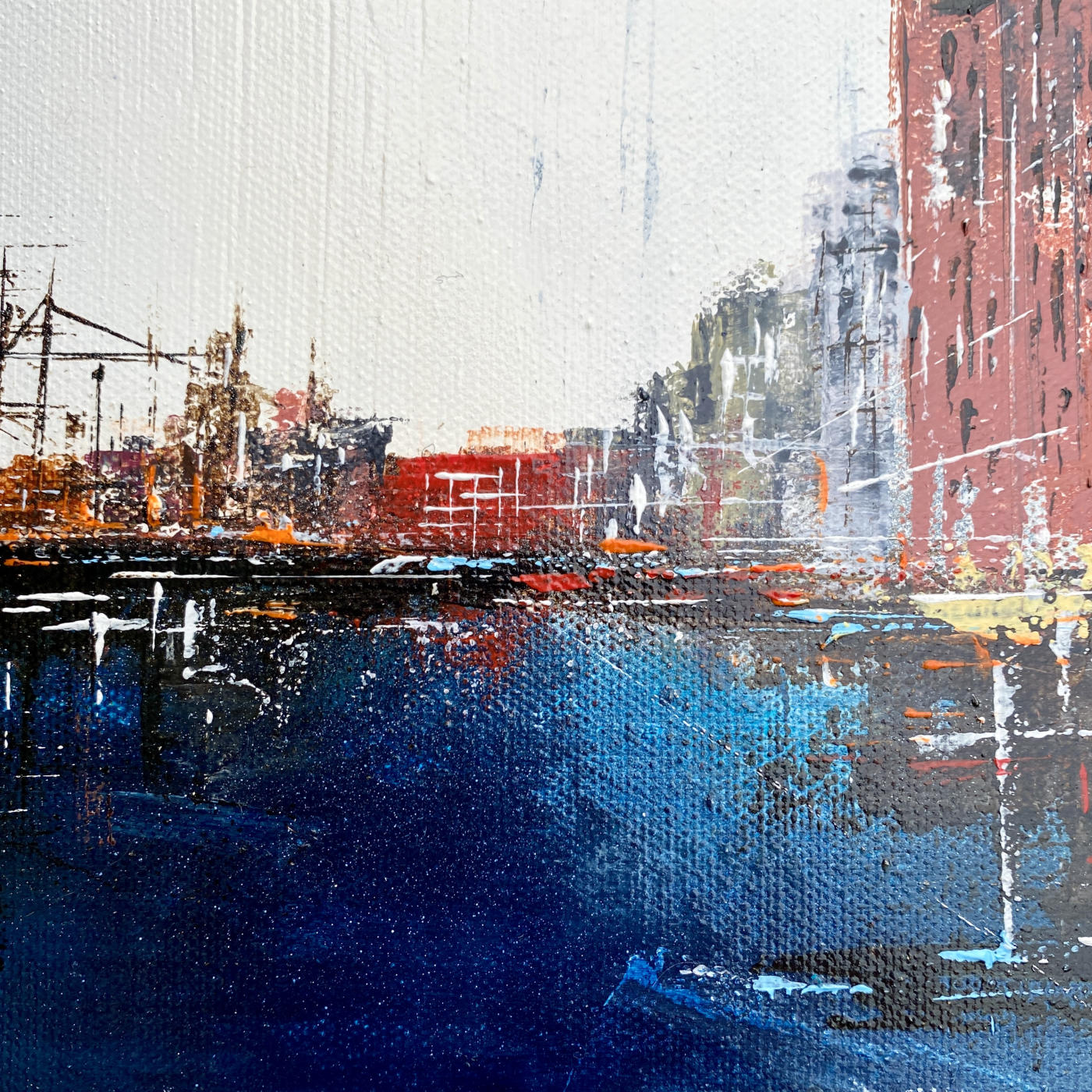 Sandtorkai | Detail Stadt und Horizont Detail aus Sandtorkai – Stadthorizont mit Wasserfläche in Hamburg