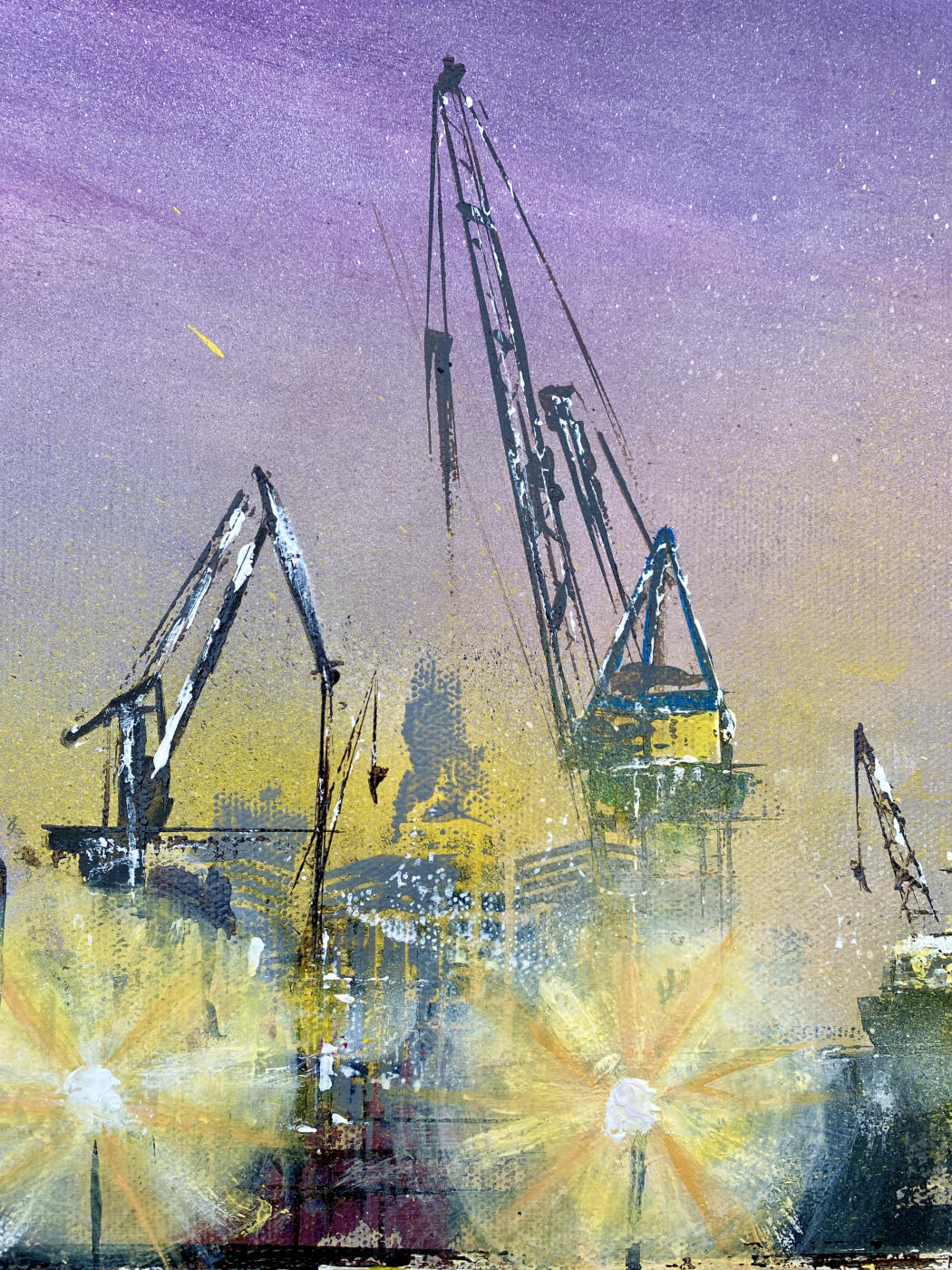 Lichtspiele | Detail Hafenkräne Detail aus Lichtspiele – beleuchtete Hafenkräne und Industriestrahler