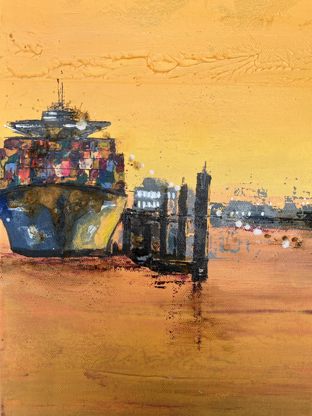 Schluss mit Grau | Detail Schiff im Hafen Detail aus Schluss mit Grau – Schiff vor industrieller Hafenkulisse