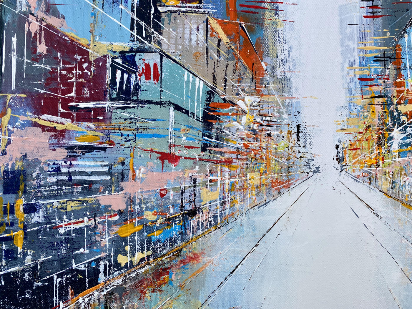 Das was kommt | Detail Linienstruktur Detail aus Das was kommt – architektonische Linienstruktur der Häuserschluchten