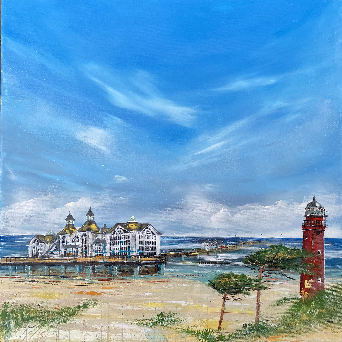 Auftragsgemälde mit Landschaftselementen aus Rügen und dem Darß