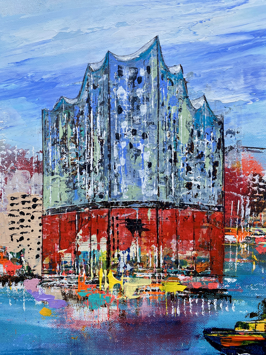 Hafenkante im Takt – Detail Elbphilharmonie Fassade Detail aus Hafenkante im Takt von Nina Groth mit Nahaufnahme der Elbphilharmonie-Fassade in Hamburg.