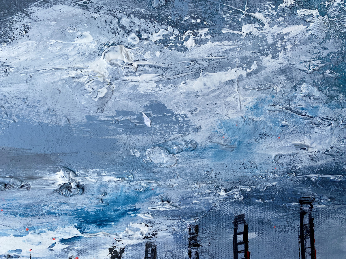 Zwischen Himmel und Wasser – Detail Himmelstruktur Detailaufnahme aus Zwischen Himmel und Wasser von Nina Groth mit strukturierter Himmelsfläche und atmosphärischer Materialität.