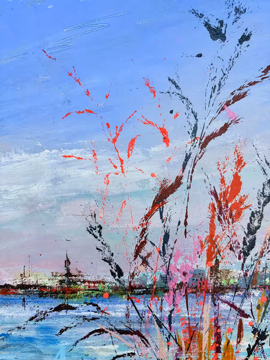 Drift & Direction – Open Ground III | Detail Gräser Detail von Open Ground III mit expressiven Gräsern und ferner Skyline